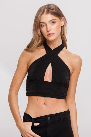 Black Criss Cross Crop Top