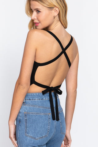 Backless Black Strappy Cami Top