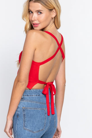 Backless Red Strappy Cami Top