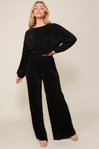 Soft Pleat Textured Pants