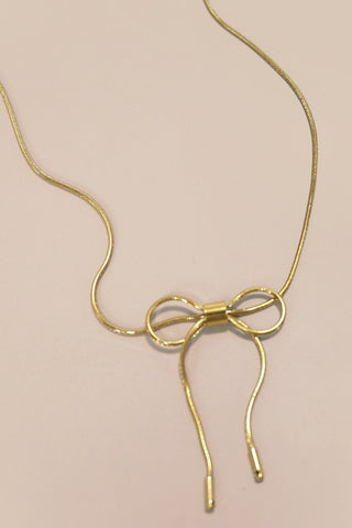 Cutesy Gold Bow Necklace