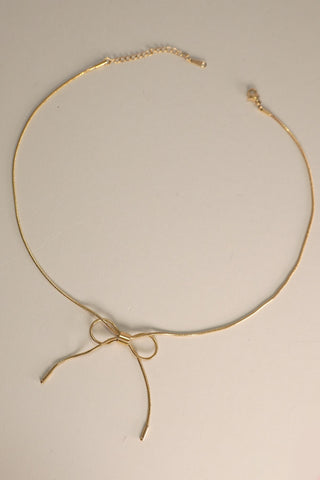 Cutesy Gold Bow Necklace