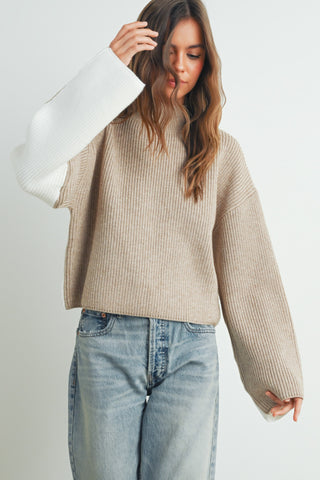 Soft Contrast Knit Sweater