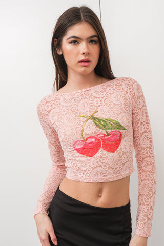 Cherry Love Lace Top