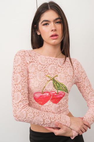 Cherry Love Lace Top