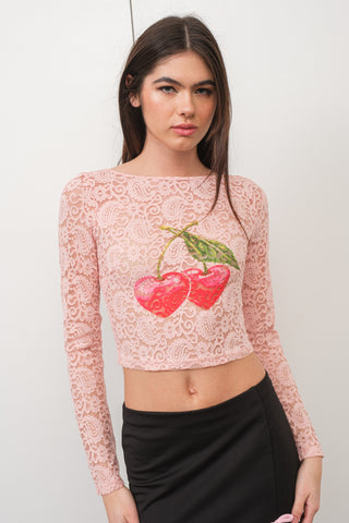 Cherry Love Lace Top