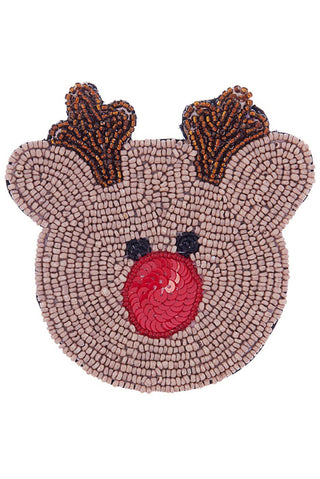 Beaded Rudolph Christmas Coaster