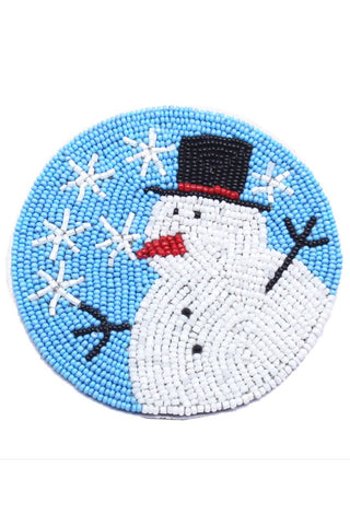 Jolly Snowman Beaded Coaster